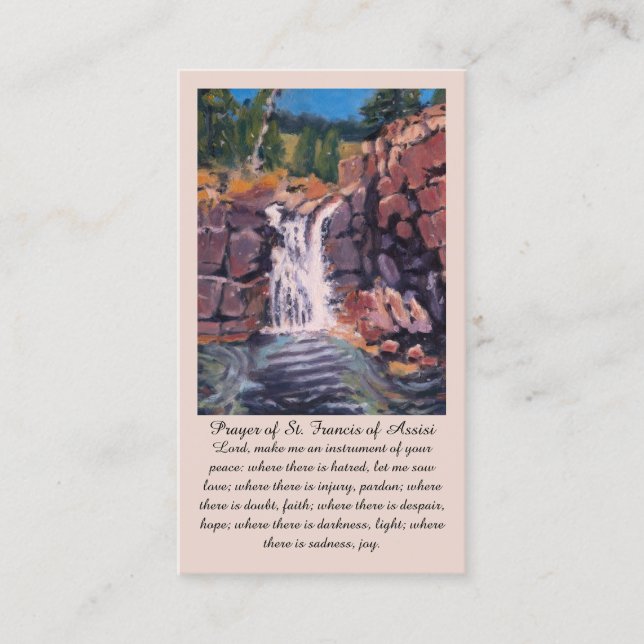 St. Francis of Assisi Purple Green Orange Prayer Business Card (Front)