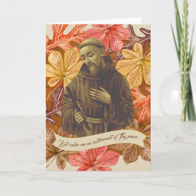 St. Francis of Assisi Quote Autumn Leaves Card (Front)