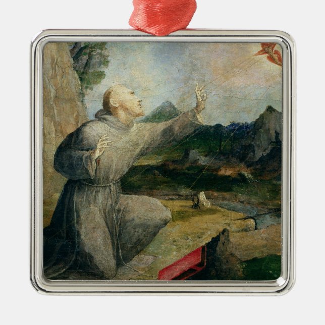 St. Francis of Assisi Receiving the Stigmata Metal Ornament (Front)
