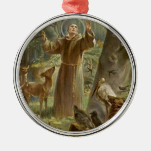 St. Francis of Assisi Surrounded by Animals Metal Ornament