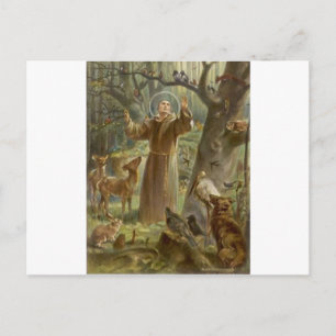 St. Francis of Assisi Surrounded by Animals Postcard