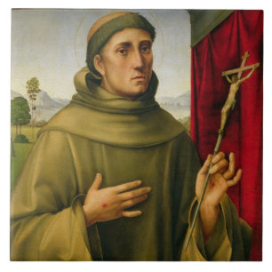 St. Francis of Assissi, c.1490 (tempera on panel) Ceramic Tile