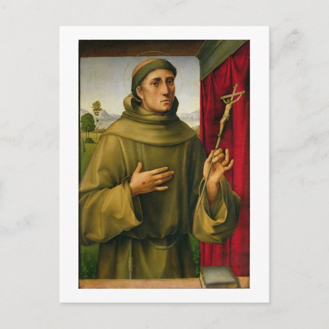 St. Francis of Assissi, c.1490 (tempera on panel) Postcard (Front)