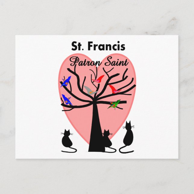 St Francis Patron Saint--Unique Tree and Animals Postcard (Front)