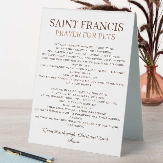St. Francis Prayer for Pets (In SItu (Table))
