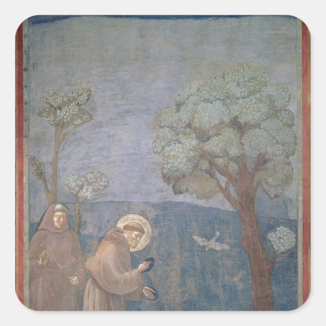 St. Francis Preaching to the Birds, 1297-99 Square Sticker (Front)