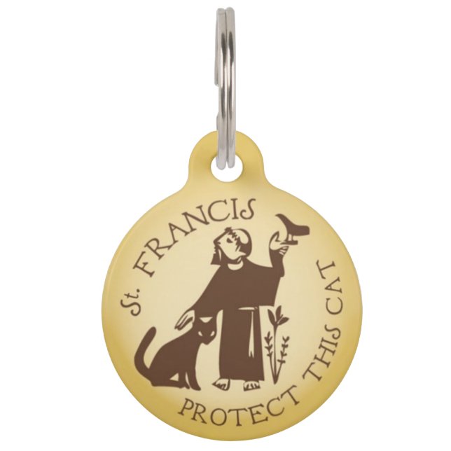 St. Francis Protect This Cat Pet ID Tag (Front)