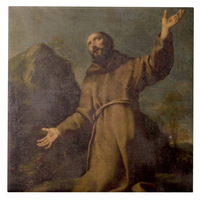 St. Francis Receiving the Stigmata Ceramic Tile (Front)