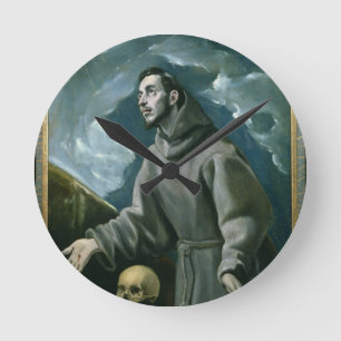 St. Francis Receiving the Stigmata (oil on canvas) Round Clock