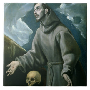 St. Francis Receiving the Stigmata (oil on canvas) Tile