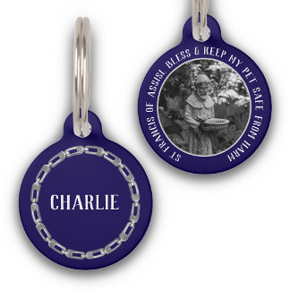 St Francis Safe Pet Protector Name Photo Chain Tag