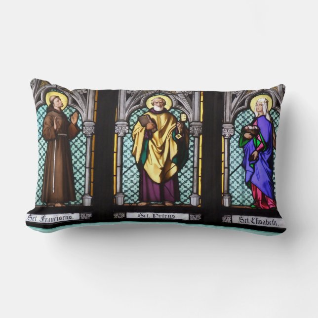 St. Francis, St. Peter, & St. Elizabeth Religious Lumbar Cushion (Front)