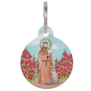 St. Francis Watercolor Personalised Pet ID Tag