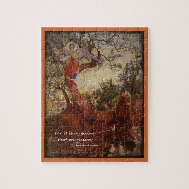 St Francis with an Angel Jigsaw Puzzle (Vertical)