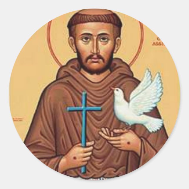 St. Francis with Dove Classic Round Sticker (Front)