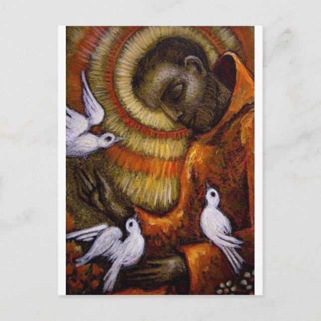 St. Francis with Doves, Postcard, Mug, Hat, iPhone Postcard (Front)
