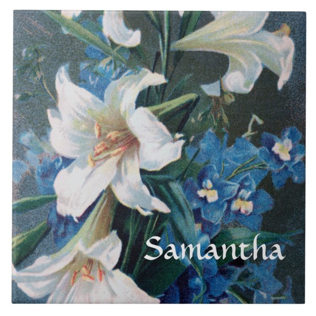 "St. Gabriel's Lilies (M 035b)" Ceramic Tile (Front)