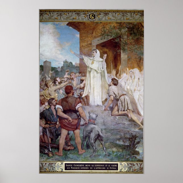St. Genevieve Calming the Parisians Poster (Front)