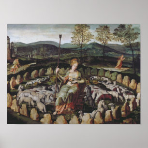 St. Genevieve Guarding her Flock Poster