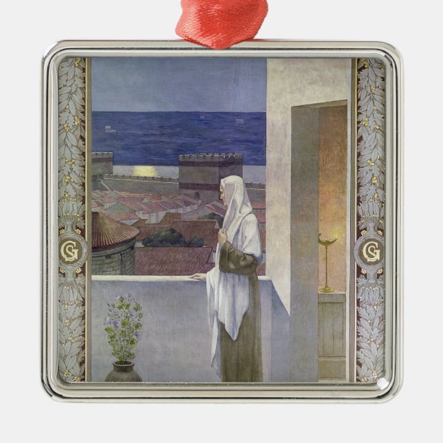 St. Genevieve Watches Over the Sleeping City Metal Tree Decoration (Front)