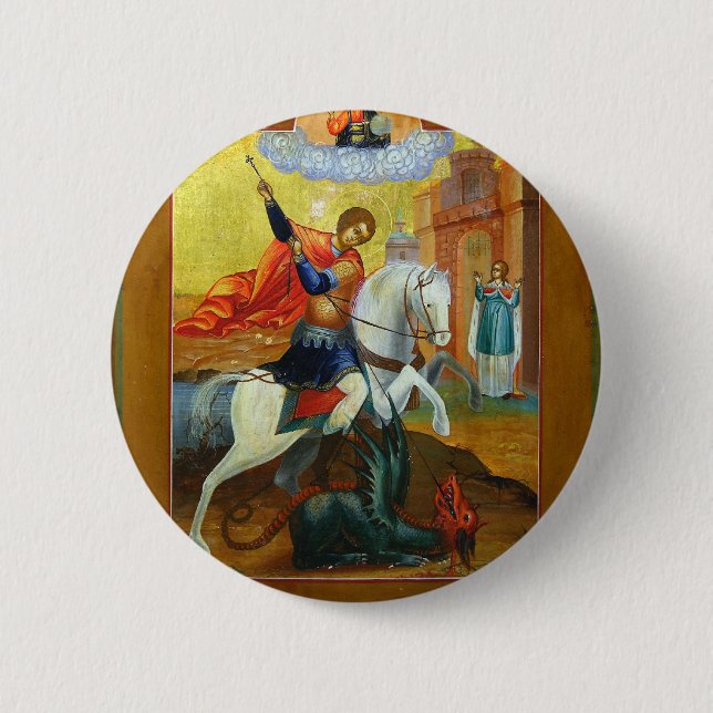 St. George 6 Cm Round Badge (Front)