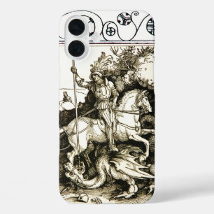 ST. GEORGE AND DRAGON , Black White iPhone 16 Plus Case