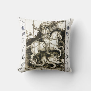 ST. GEORGE AND DRAGON , Black White Cushion