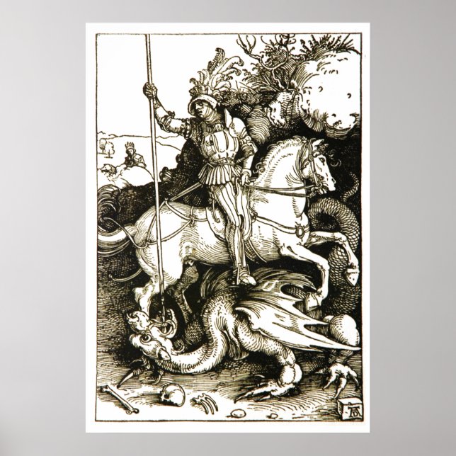 ST. GEORGE AND DRAGON , Black White Poster (Front)