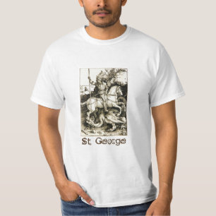 ST. GEORGE AND DRAGON , Black White T-Shirt