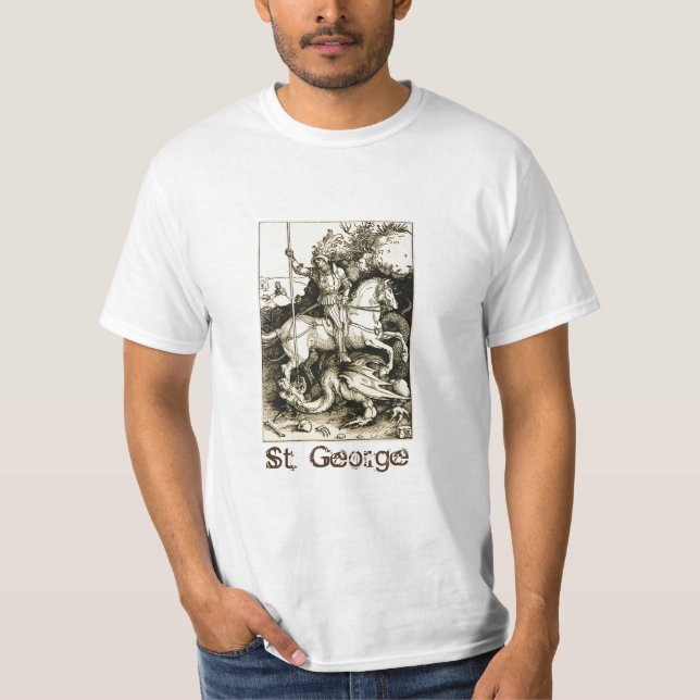 ST. GEORGE AND DRAGON , Black White T-Shirt (Front)