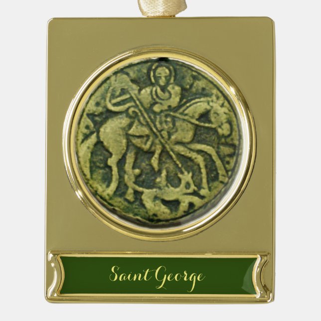 ST.GEORGE AND DRAGON GOLD PLATED BANNER ORNAMENT (Front)