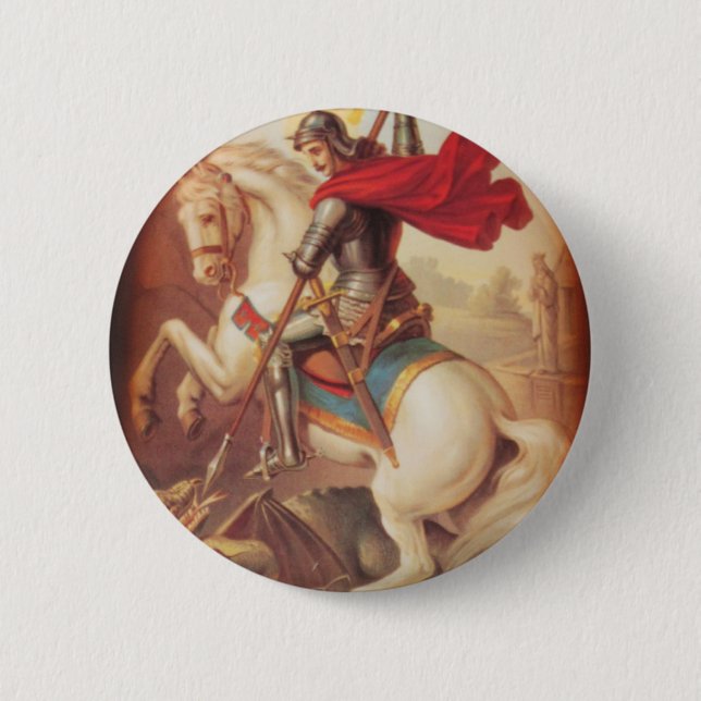 St. George and the Dragon 6 Cm Round Badge (Front)