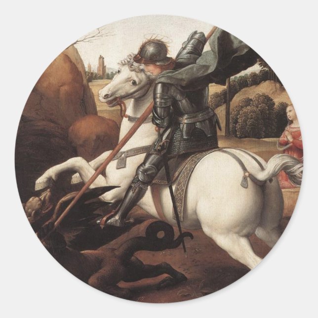 St George and the Dragon Classic Round Sticker (Front)