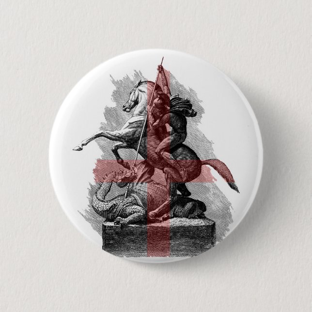 St George And The Dragon England 6 Cm Round Badge (Front)