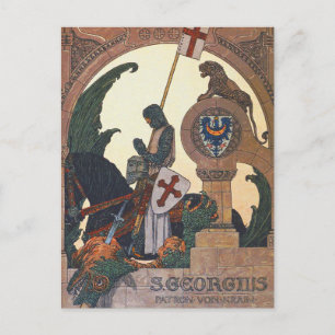 St George and the Dragon - Heinrich Lefler Postcard
