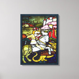 St. George and the Dragon Stained Glass Double Canvas Print