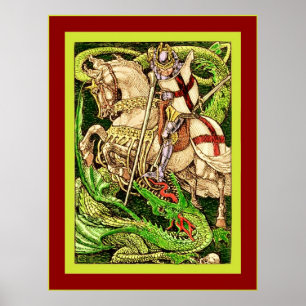 St. George and the Dragon  ~ Vintage Art Nouveau Poster
