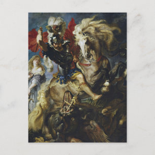 St. George Battles the Dragon by Peter Paul Rubens Postcard
