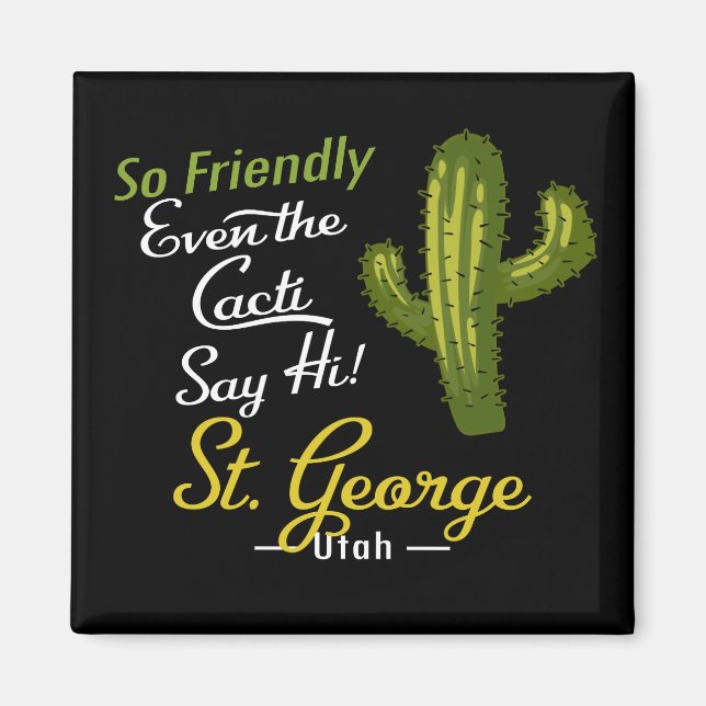 St George Cactus Funny Retro Magnet (Front)
