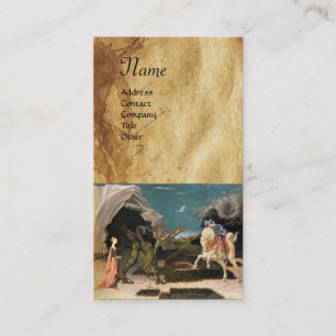 ST. GEORGE,DRAGON AND PRINCESS Parchment Monogram Business Card