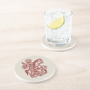 St George Dragon Jerusalem Cross Heritage Tattoo Coaster