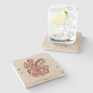 St George Dragon Jerusalem Cross Heritage Tattoo Stone Coaster