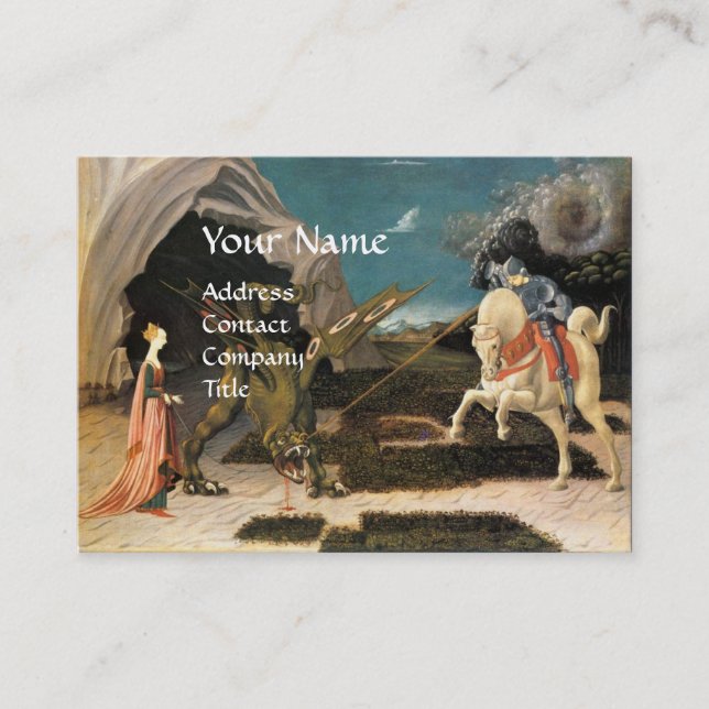 ST.GEORGE,DRAGON ,PRINCESS RED RUBY GEM MONOGRAM BUSINESS CARD (Front)