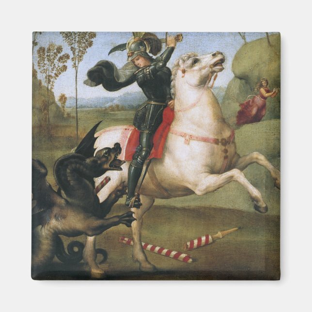 St. George Fighting Dragon Raphael Fine Art Magnet (Front)