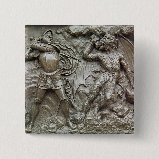 St. George Fighting the Dragon 15 Cm Square Badge (Front)