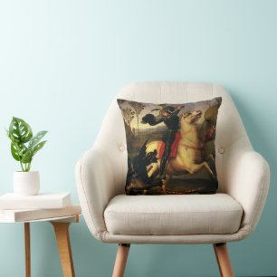 St. George Fighting the Dragon by Raphael Sanzio Cushion