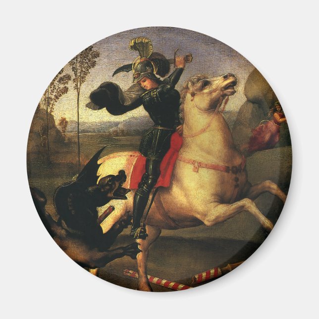 St. George Fighting the Dragon by Raphael Sanzio Magnet (Front)
