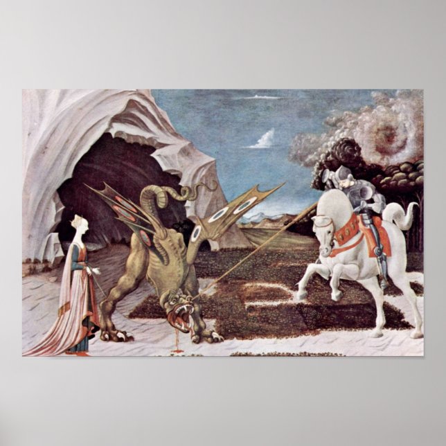 St. George Fighting The Dragon By Uccello Paolo Poster (Front)