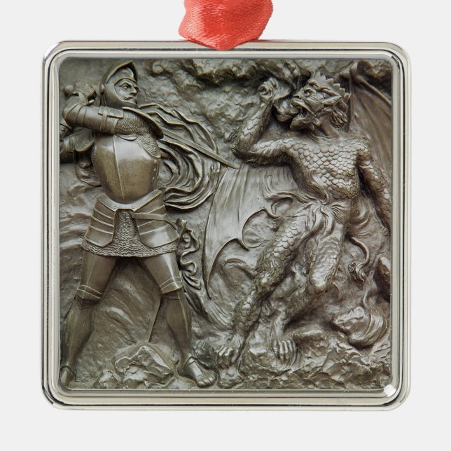 St. George Fighting the Dragon Metal Ornament (Front)