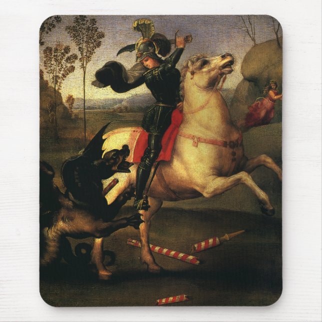 St. George Fighting the Dragon, Raphael, Raffaello Mouse Pad (Front)